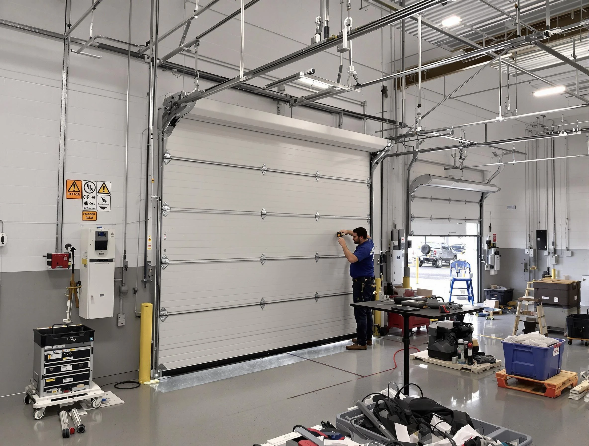 Commercial garage door repair being performed by Scarborough Garage Door Repair expert in Scarborough