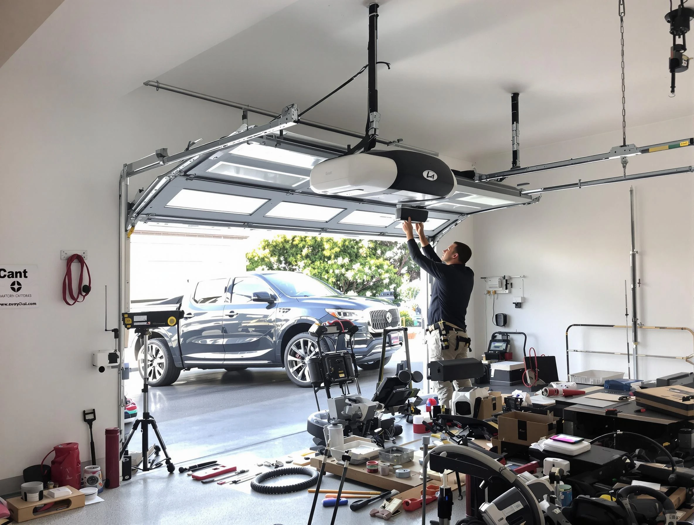 Scarborough Garage Door Repair specialist installing smart garage door opener system in Scarborough home