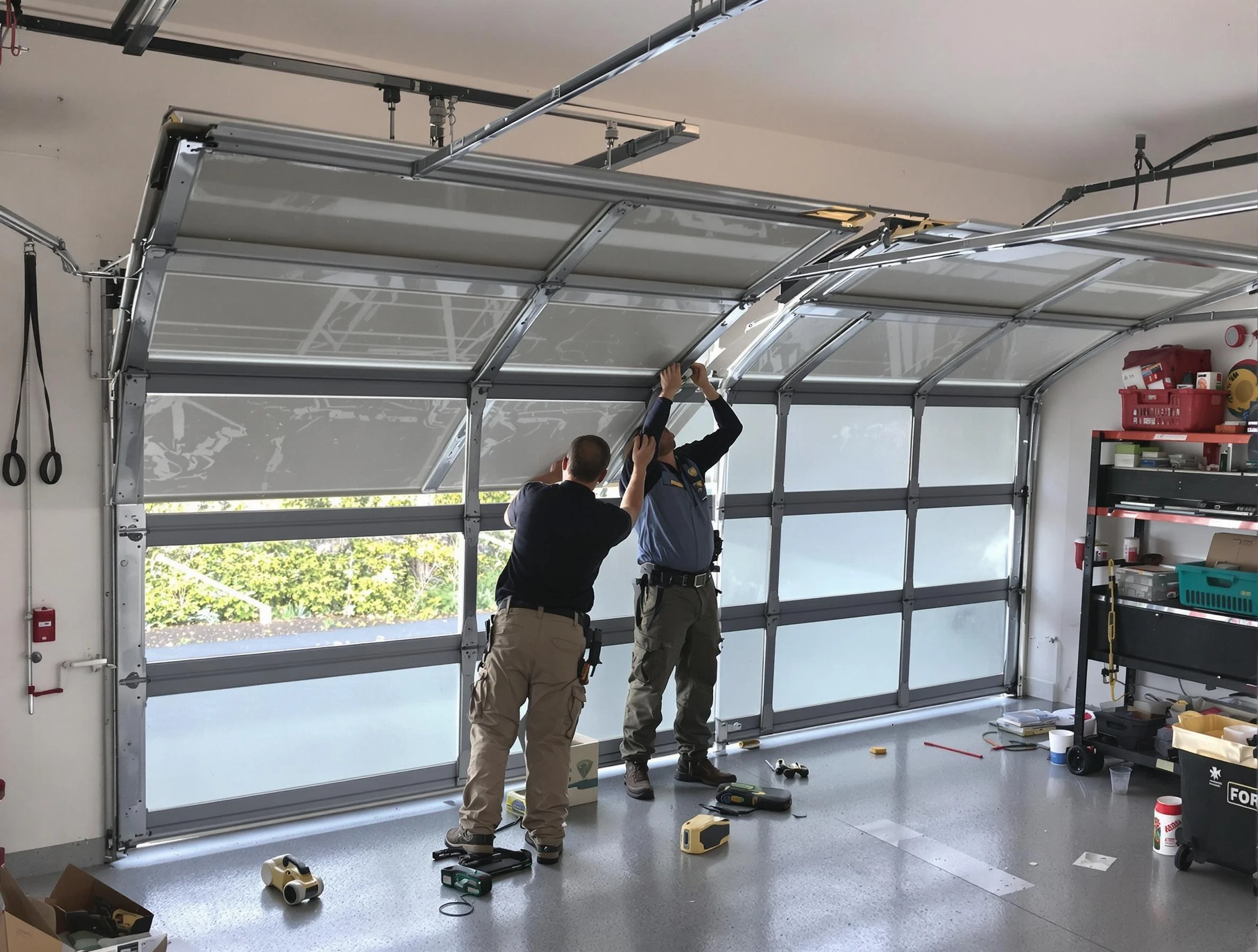 Scarborough Garage Door Repair expert performing precise panel replacement on Scarborough garage door