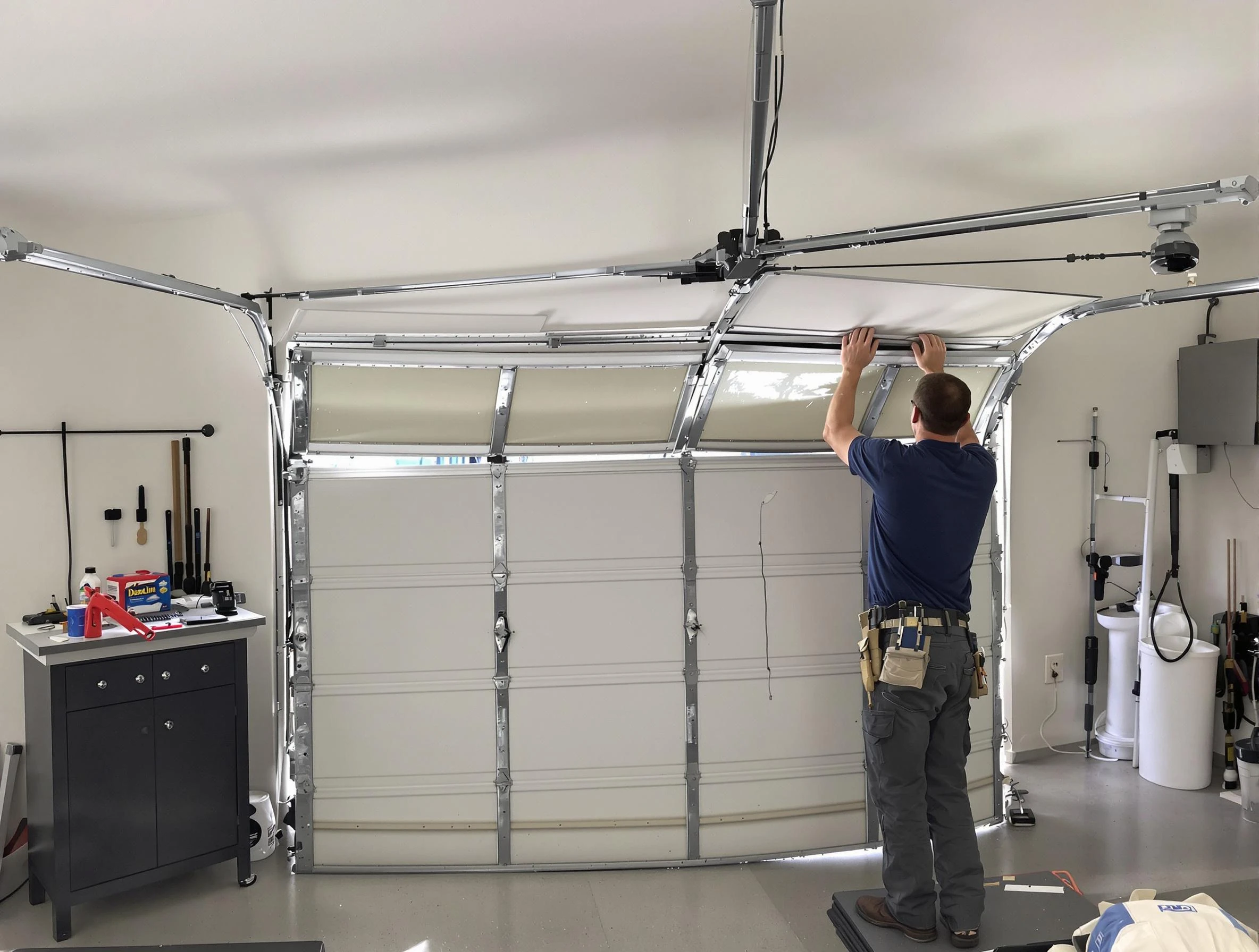 Scarborough Garage Door Repair specialist performing precise section replacement on Scarborough garage door