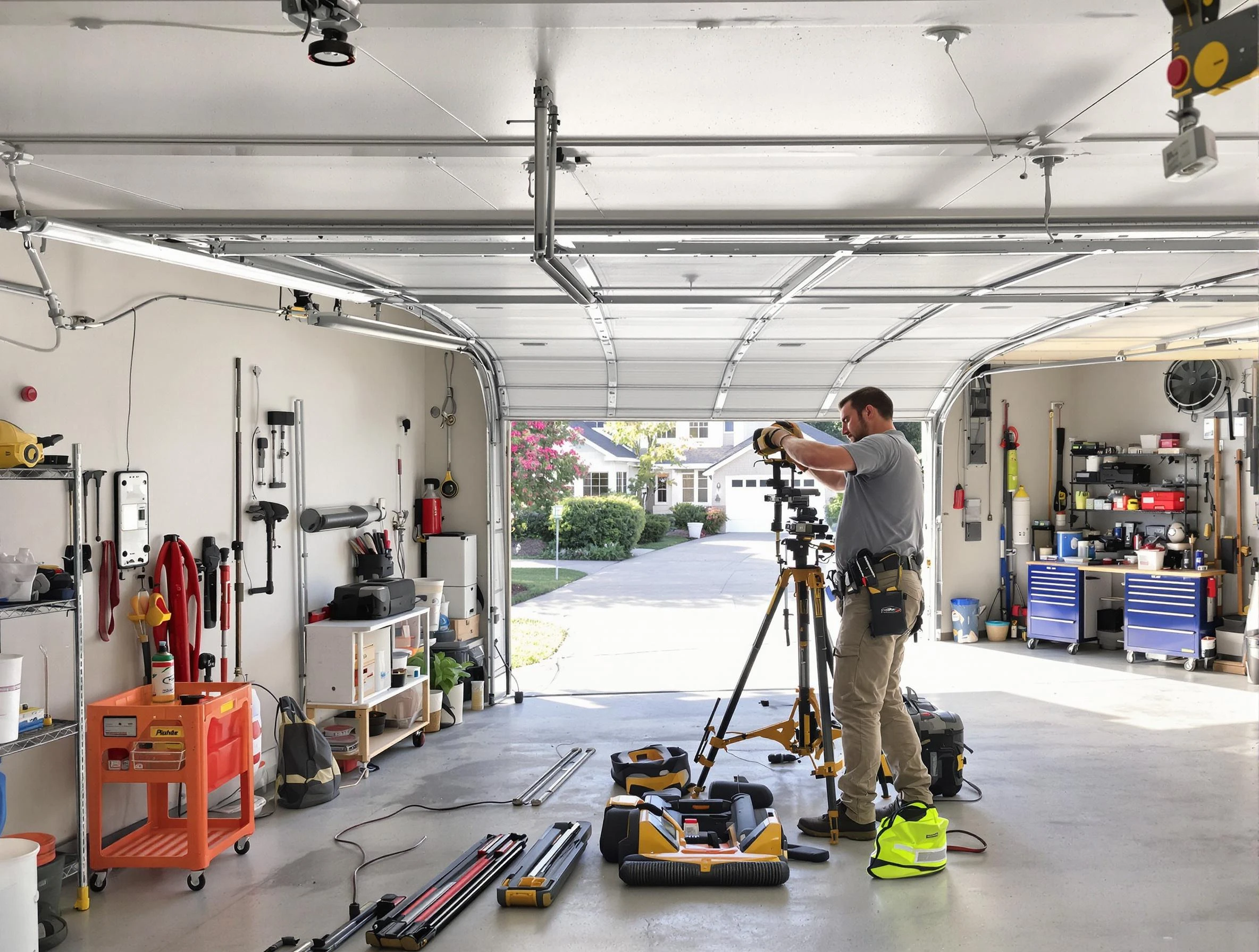 Scarborough Garage Door Repair specialist performing laser-guided track alignment in Scarborough
